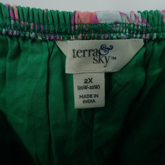 Tropical Ruffle Sundress 2X‎ Off Shoulder Floral Leafy Print Summer Resortwear - Picture 10 of 13